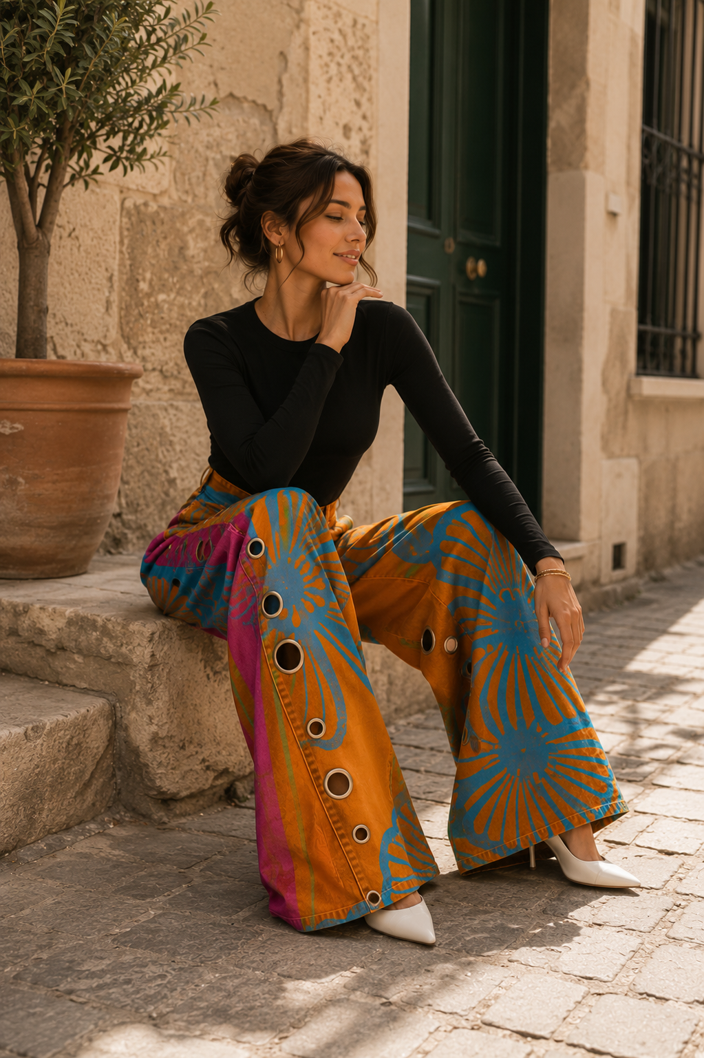 Pantalón Denim Floral | Elegancia, Comodidad y un Estilo que No Pasa Desapercibido