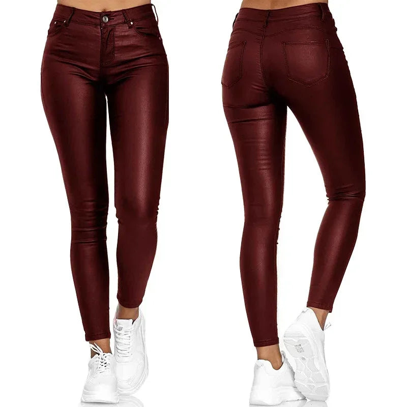 Pantalones de Piel Sintética High-Waist: Efecto Moldeador y Ajuste Perfecto