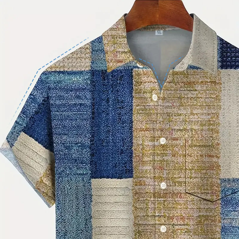 🛍️ 50 % Rabatt – Herren-Kontrasthemd mit gemustertem Design – auffälliger Stil, atmungsaktiv & vielseitig für Alltag & Freizeit 👔