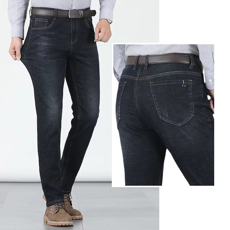 👖 Herren-Jeans – mittelhoher Bund, gerader Schnitt, Stretch-Baumwolle, figurbetont & bequem für Alltag & Arbeit 🧵