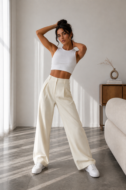 Pantalón Valeria™ – Tiro Alto y Pierna Ancha