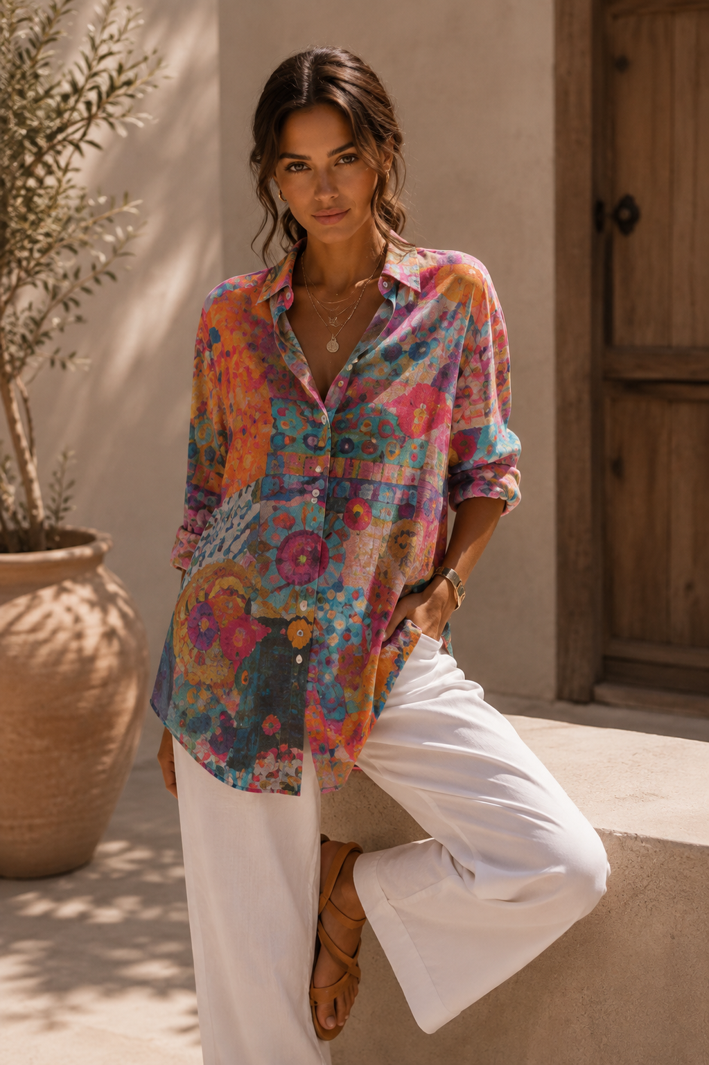 Astrid | Blusa Floral de Colores Vibrantes