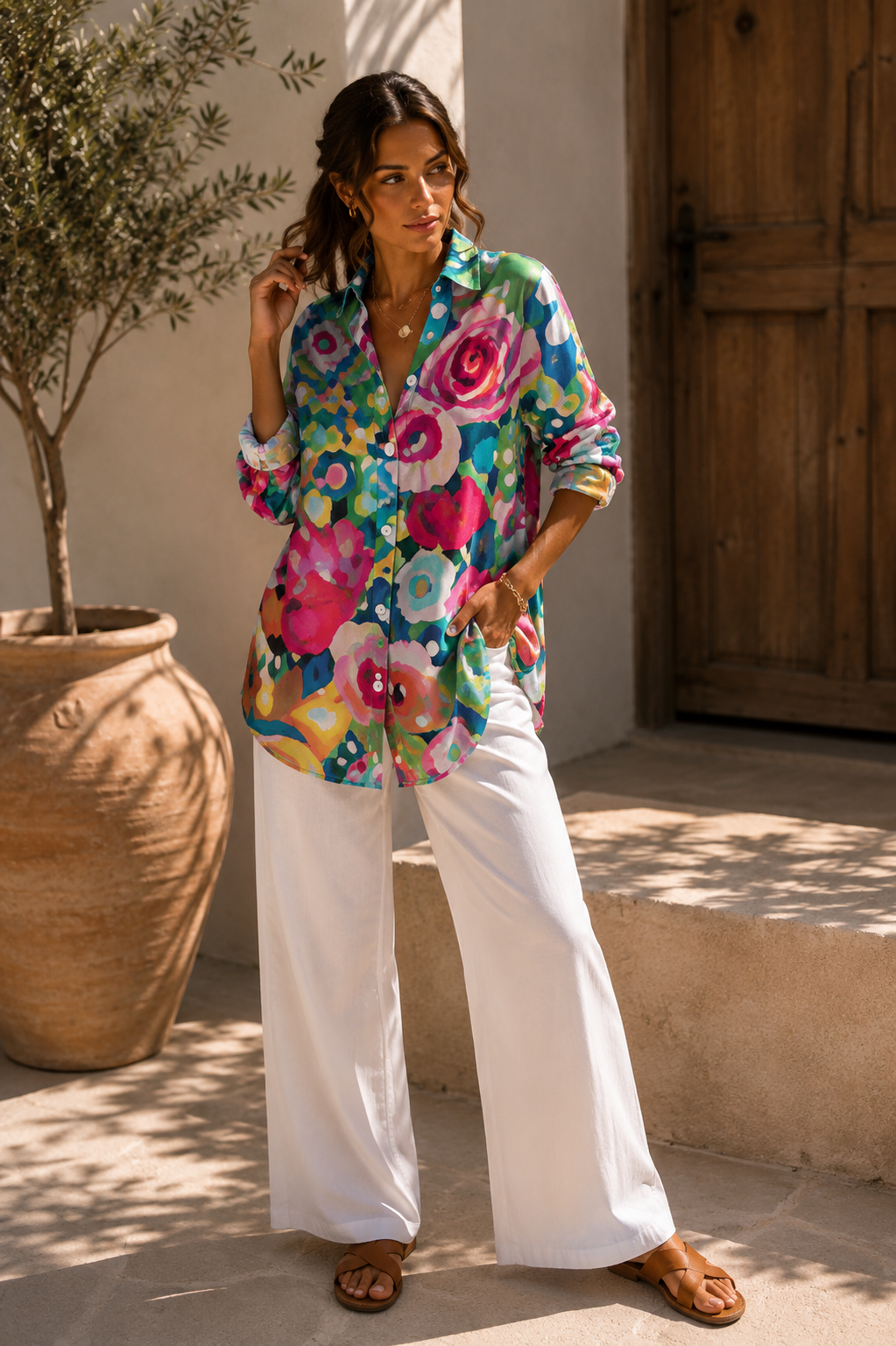 Astrid | Blusa Floral de Colores Vibrantes