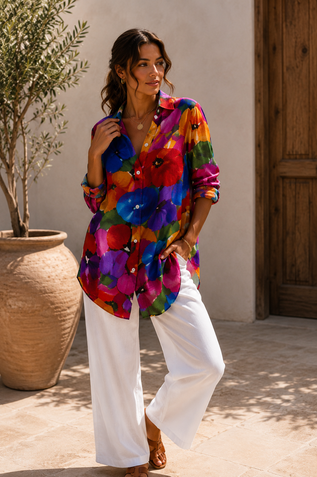Astrid | Blusa Floral de Colores Vibrantes