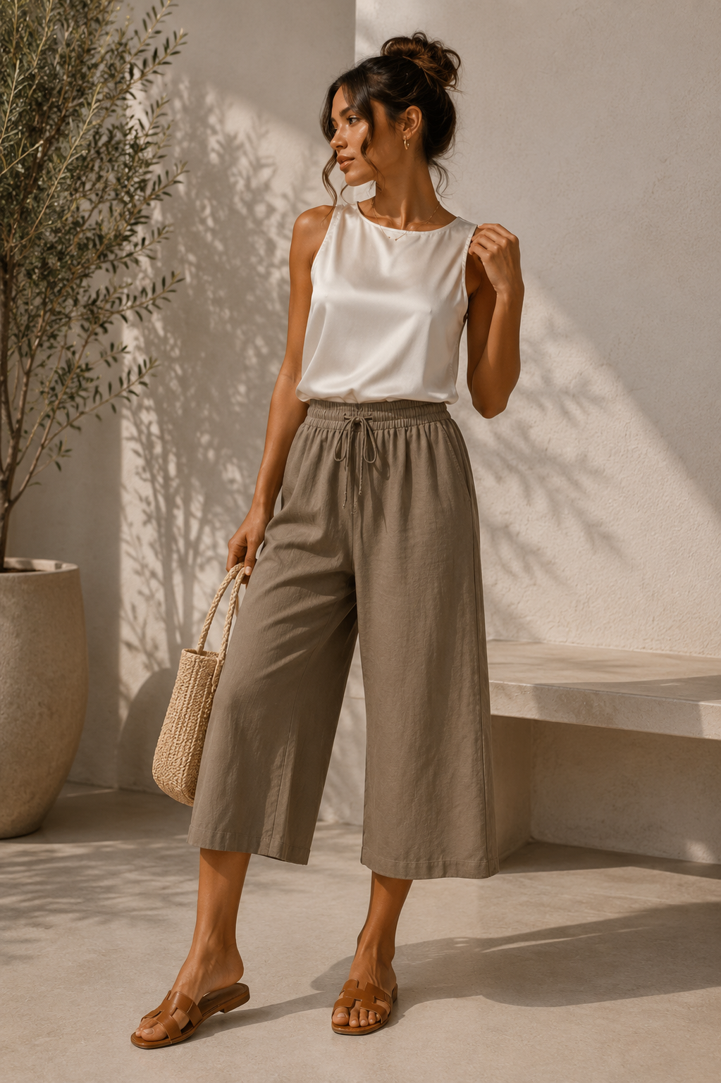 Nora | Pantalón Culotte Fluido de Cintura Ajustable