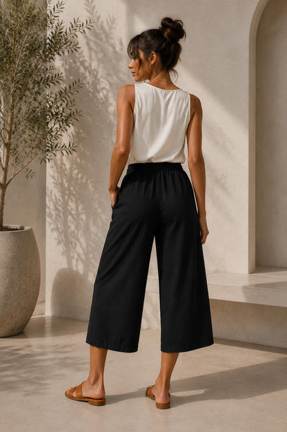 Nora | Pantalón Culotte Fluido de Cintura Ajustable