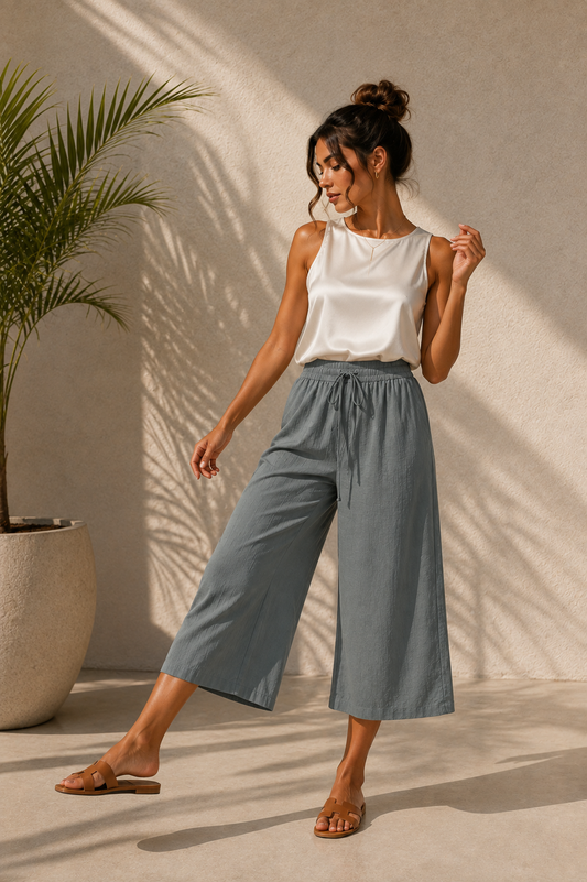 Nora | Pantalón Culotte Fluido de Cintura Ajustable