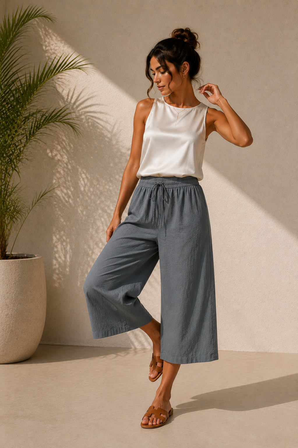 Nora | Pantalón Culotte Fluido de Cintura Ajustable