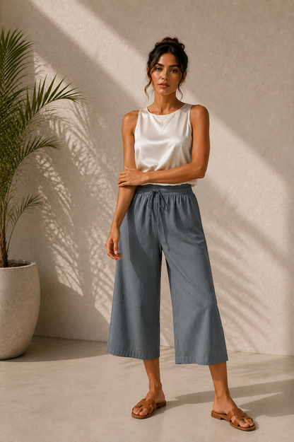 Nora | Pantalón Culotte Fluido de Cintura Ajustable