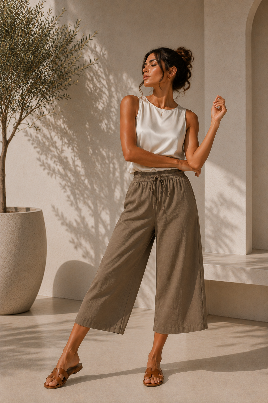 Nora | Pantalón Culotte Fluido de Cintura Ajustable