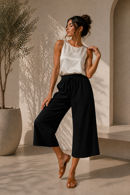Nora | Pantalón Culotte Fluido de Cintura Ajustable