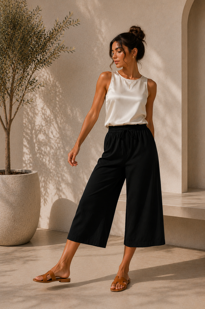 Nora | Pantalón Culotte Fluido de Cintura Ajustable
