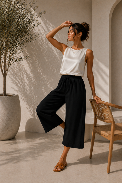 Nora | Pantalón Culotte Fluido de Cintura Ajustable
