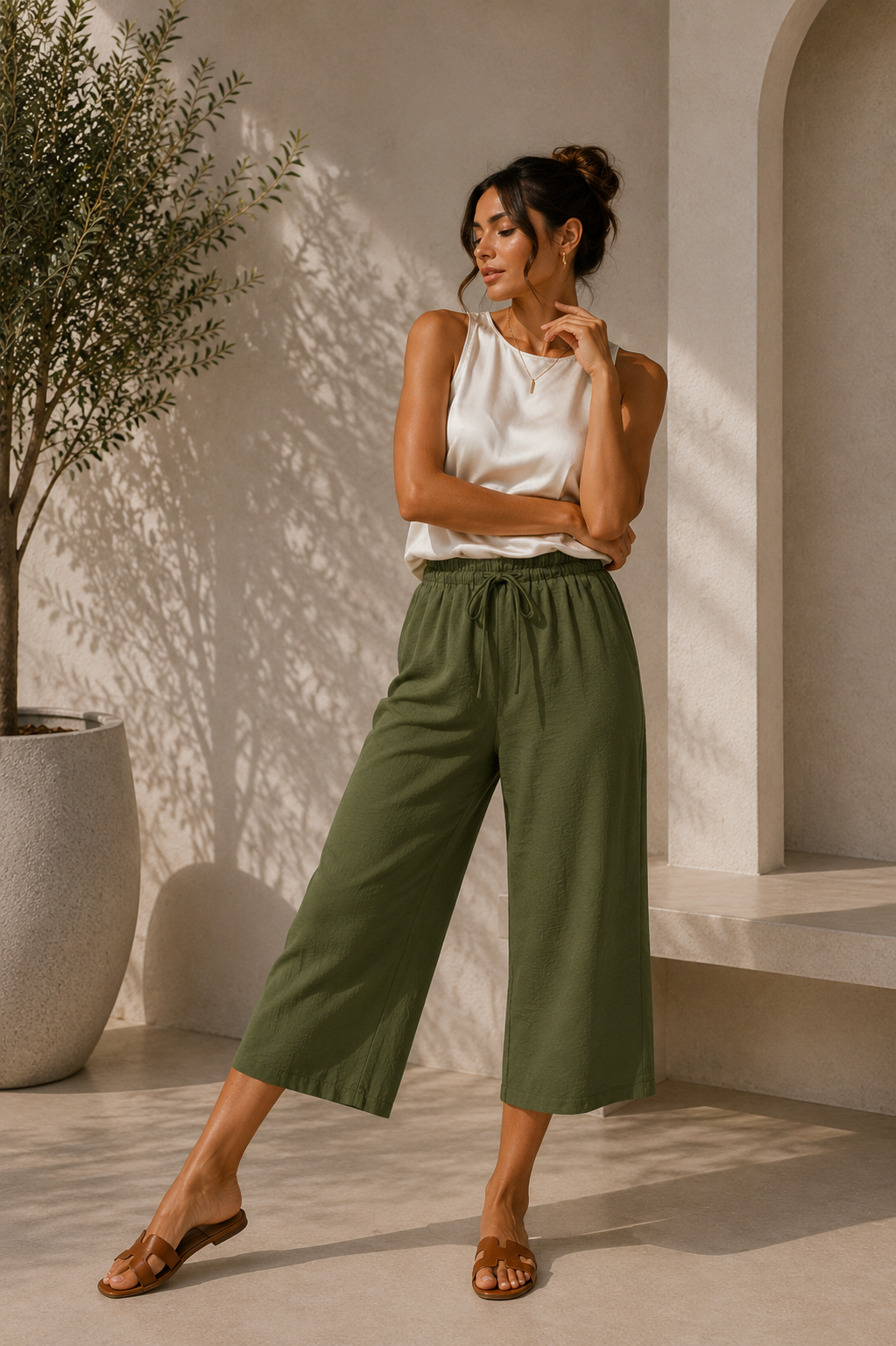 Nora | Pantalón Culotte Fluido de Cintura Ajustable