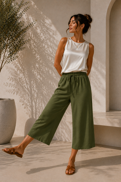 Nora | Pantalón Culotte Fluido de Cintura Ajustable