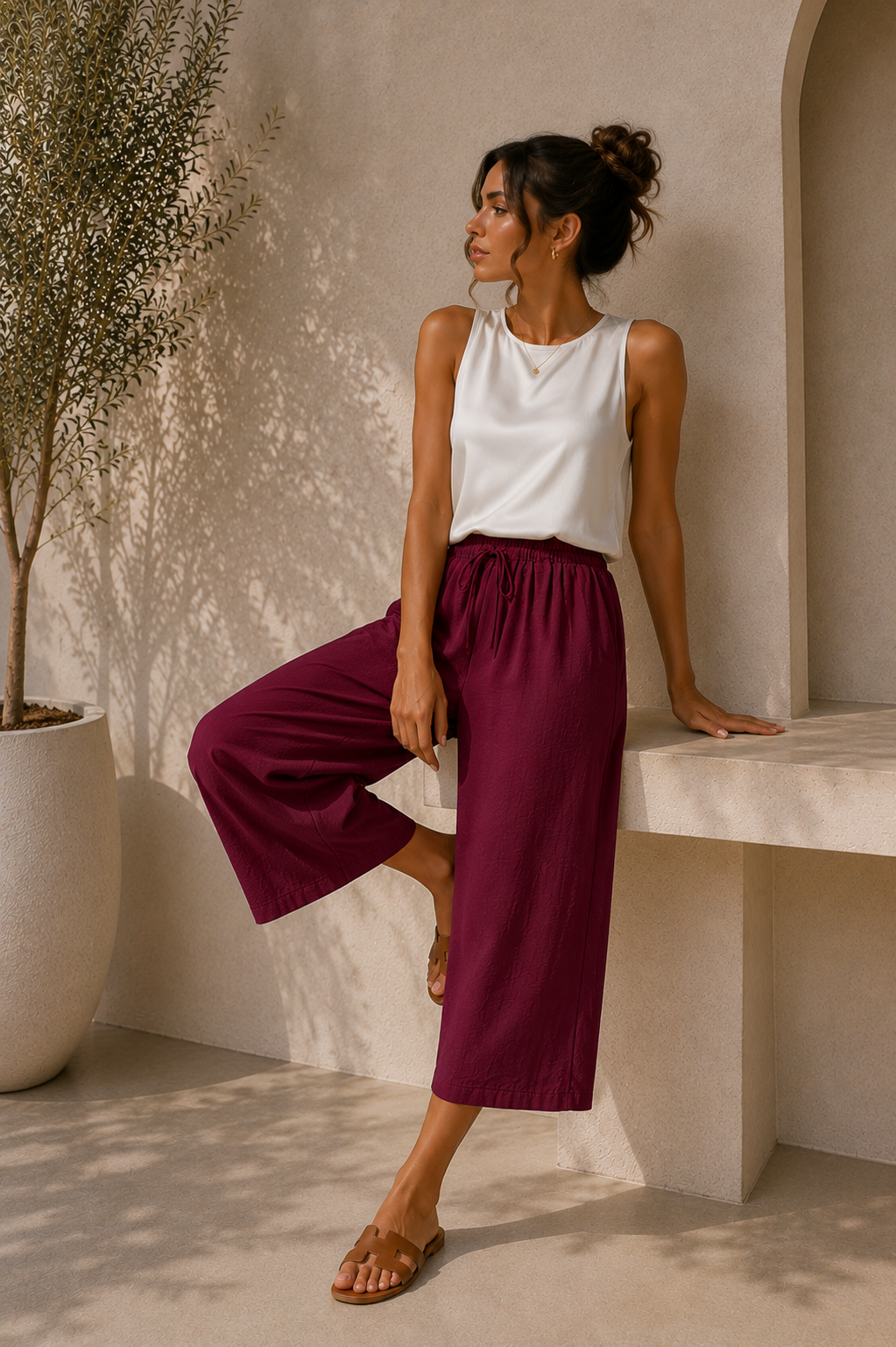 Nora | Pantalón Culotte Fluido de Cintura Ajustable