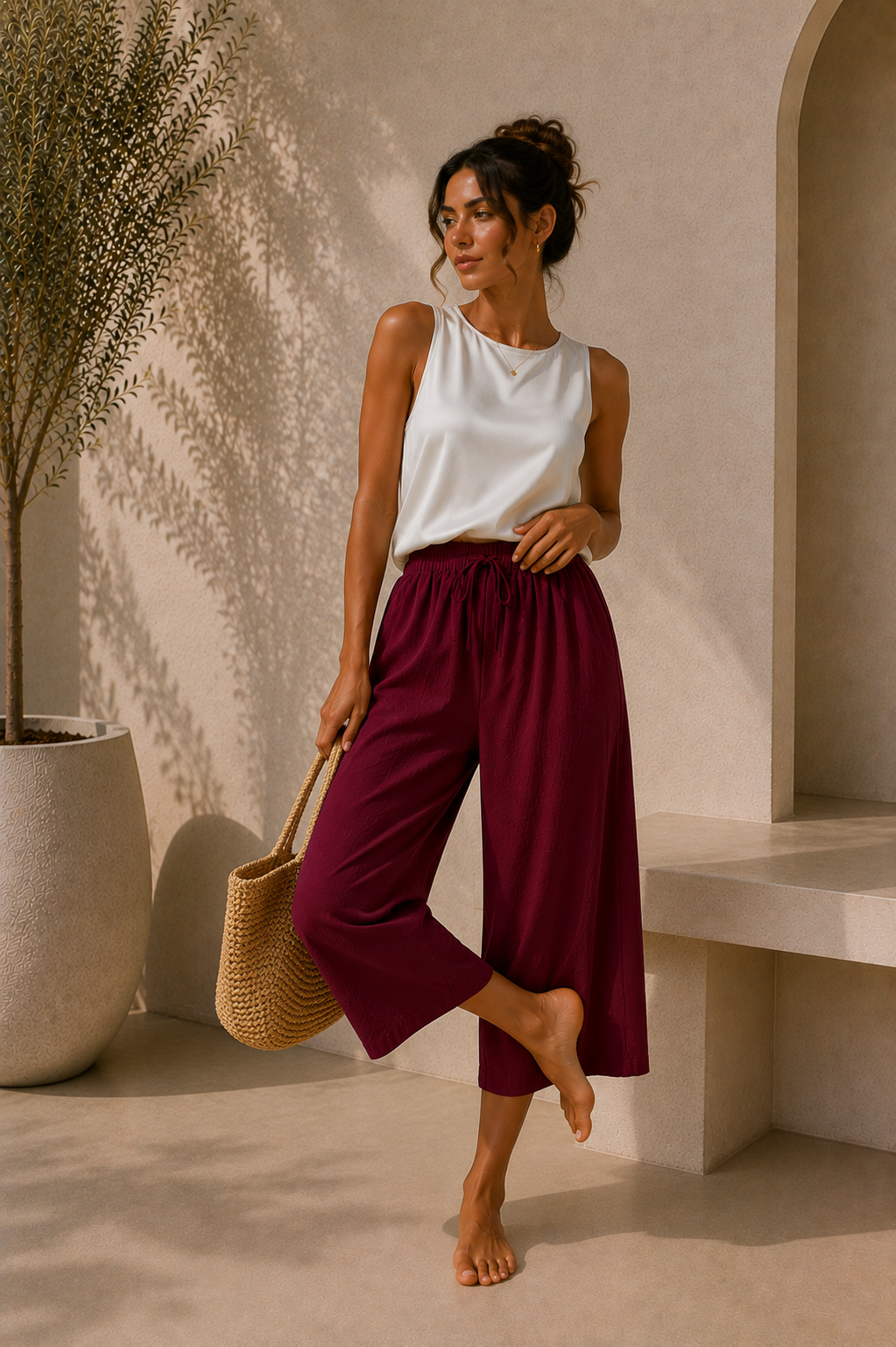 Nora | Pantalón Culotte Fluido de Cintura Ajustable