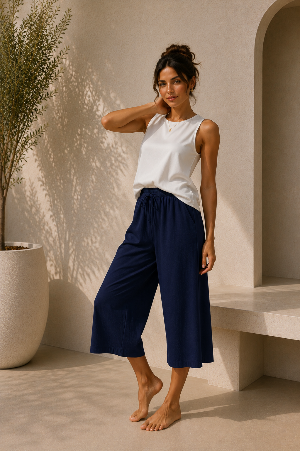 Nora | Pantalón Culotte Fluido de Cintura Ajustable