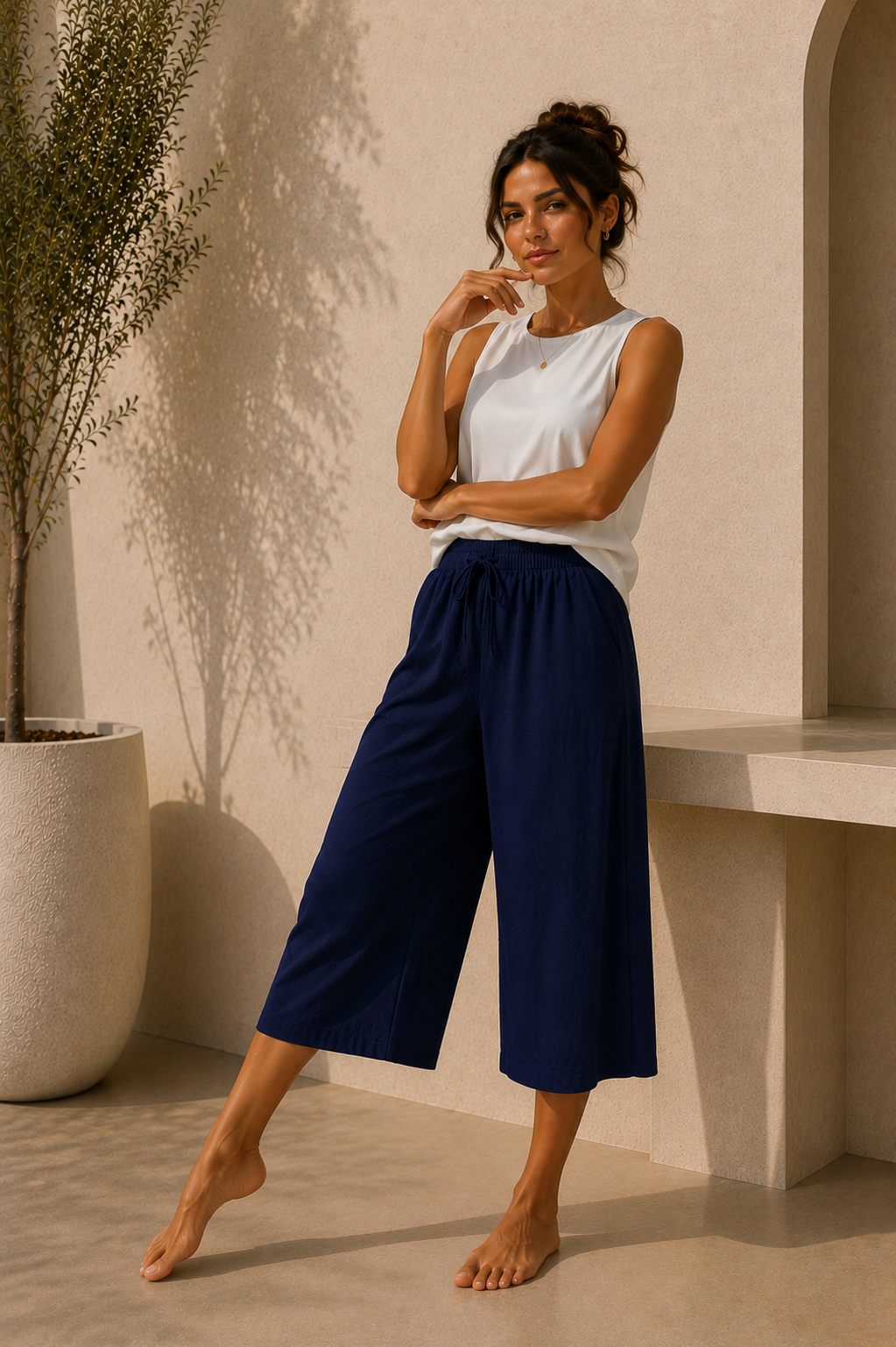 Nora | Pantalón Culotte Fluido de Cintura Ajustable