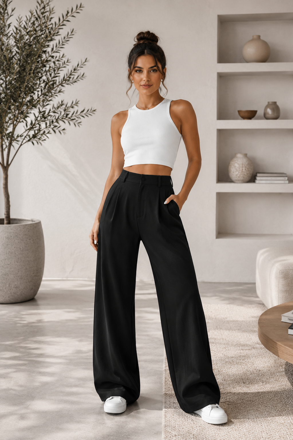 Pantalón Valeria™ – Tiro Alto y Pierna Ancha