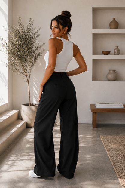 Pantalón Valeria™ – Tiro Alto y Pierna Ancha