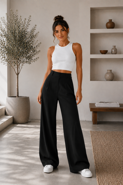 Pantalón Valeria™ – Tiro Alto y Pierna Ancha