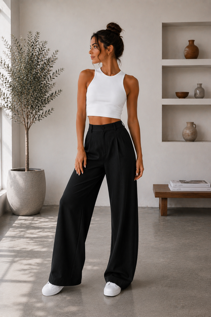 Pantalón Valeria™ – Tiro Alto y Pierna Ancha