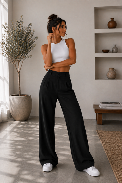 Pantalón Valeria™ – Tiro Alto y Pierna Ancha