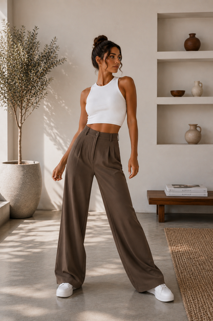 Pantalón Valeria™ – Tiro Alto y Pierna Ancha