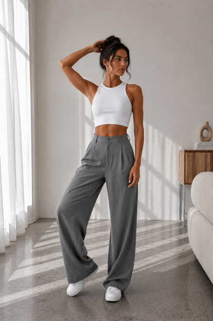 Pantalón Valeria™ – Tiro Alto y Pierna Ancha