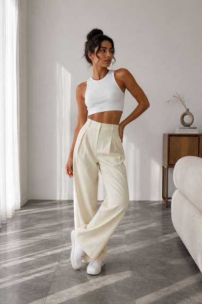 Pantalón Valeria™ – Tiro Alto y Pierna Ancha