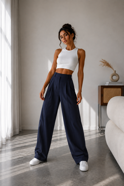 Pantalón Valeria™ – Tiro Alto y Pierna Ancha