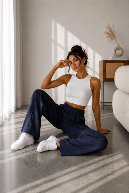 Pantalón Valeria™ – Tiro Alto y Pierna Ancha