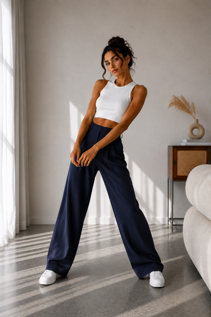 Pantalón Valeria™ – Tiro Alto y Pierna Ancha