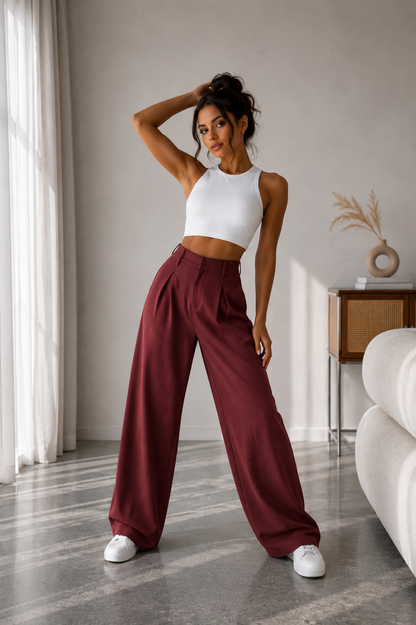 Pantalón Valeria™ – Tiro Alto y Pierna Ancha