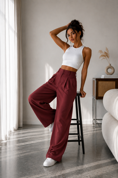Pantalón Valeria™ – Tiro Alto y Pierna Ancha