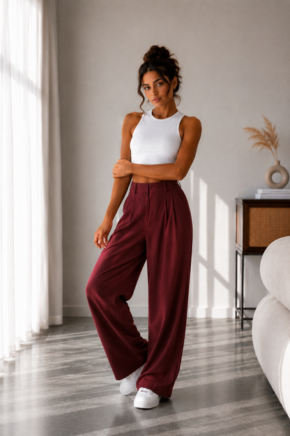 Pantalón Valeria™ – Tiro Alto y Pierna Ancha