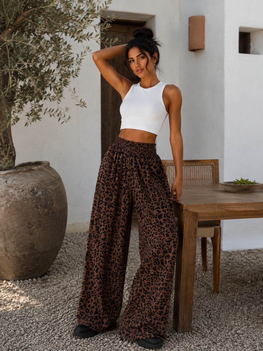 Pantalón Amara™ – Leopardo de Pierna Ancha