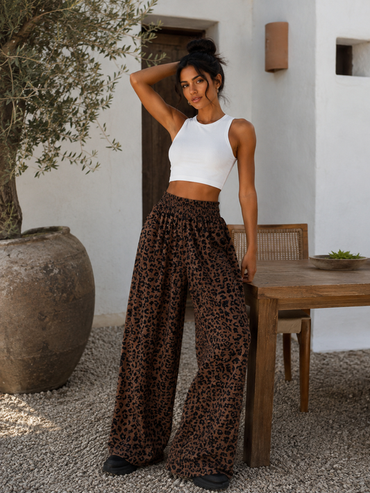 Pantalón Amara™ – Leopardo de Pierna Ancha