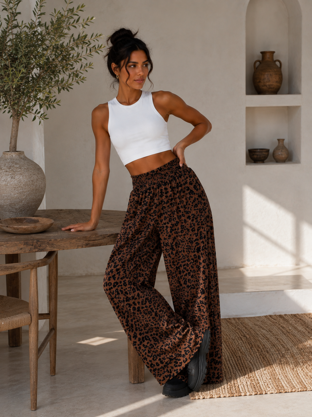 Pantalón Amara™ – Leopardo de Pierna Ancha