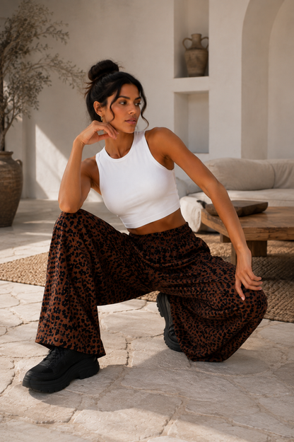 Pantalón Amara™ – Leopardo de Pierna Ancha