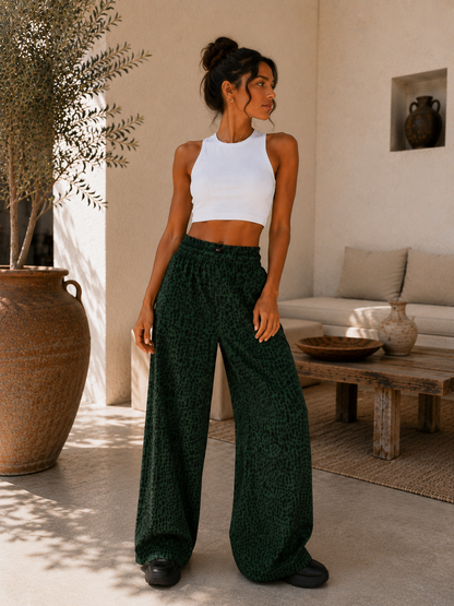 Pantalón Amara™ – Leopardo de Pierna Ancha