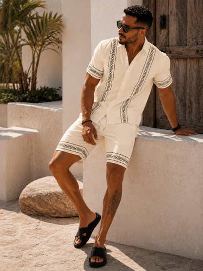 Conjunto Santorini – Camisa Bordada y Pantalón Corto