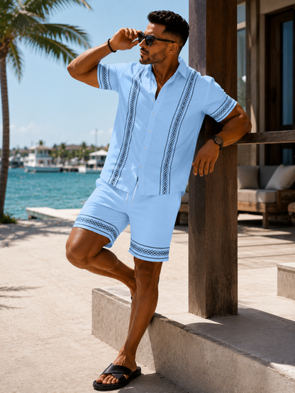 Conjunto Santorini – Camisa Bordada y Pantalón Corto