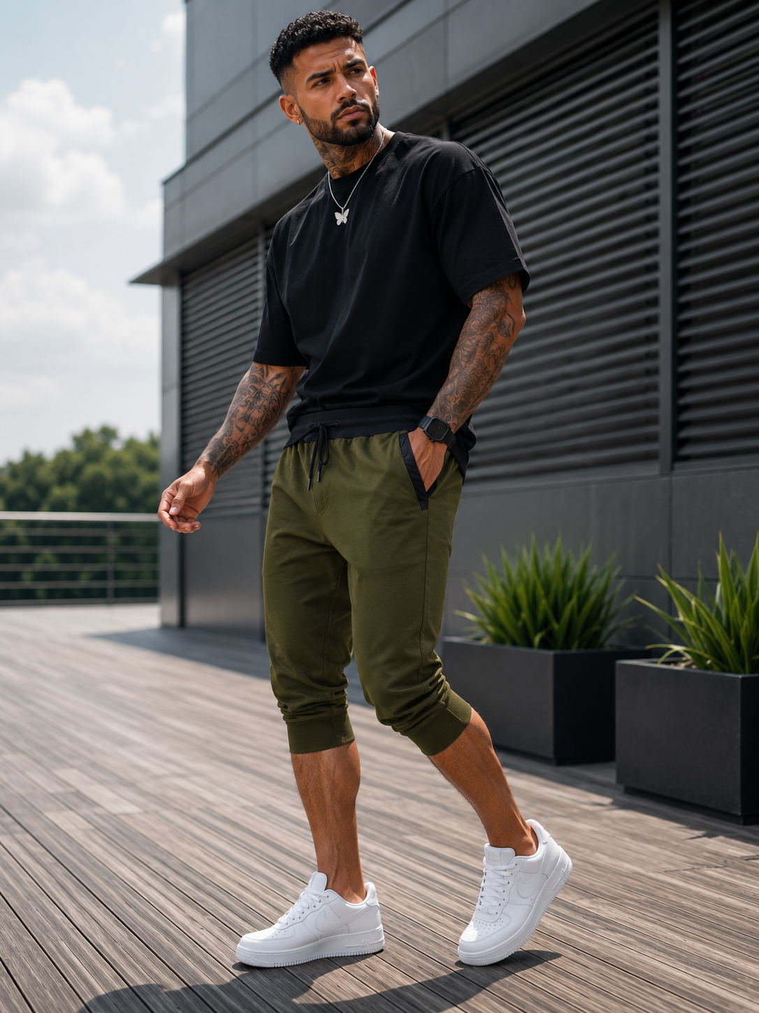 Pantalones Capri  para Hombre con Cintura Elástica y Cordón | Pantalón Casual Ligero para Verano