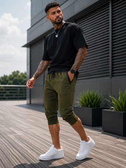Pantalones Capri  para Hombre con Cintura Elástica y Cordón | Pantalón Casual Ligero para Verano