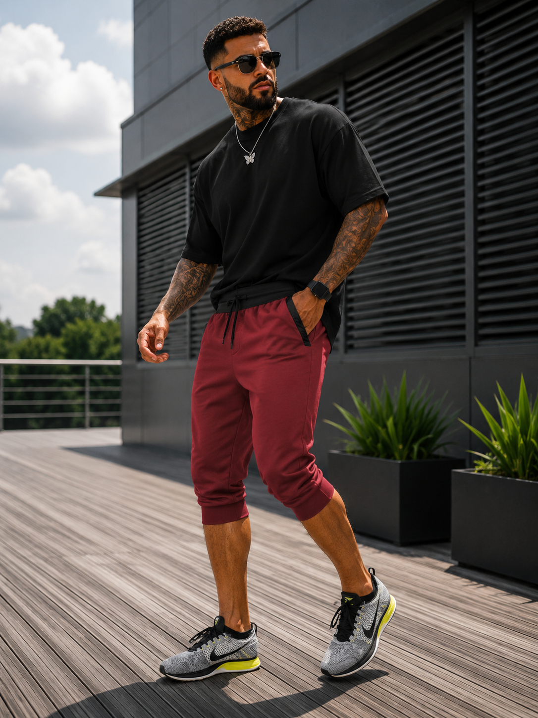 Pantalones Capri  para Hombre con Cintura Elástica y Cordón | Pantalón Casual Ligero para Verano