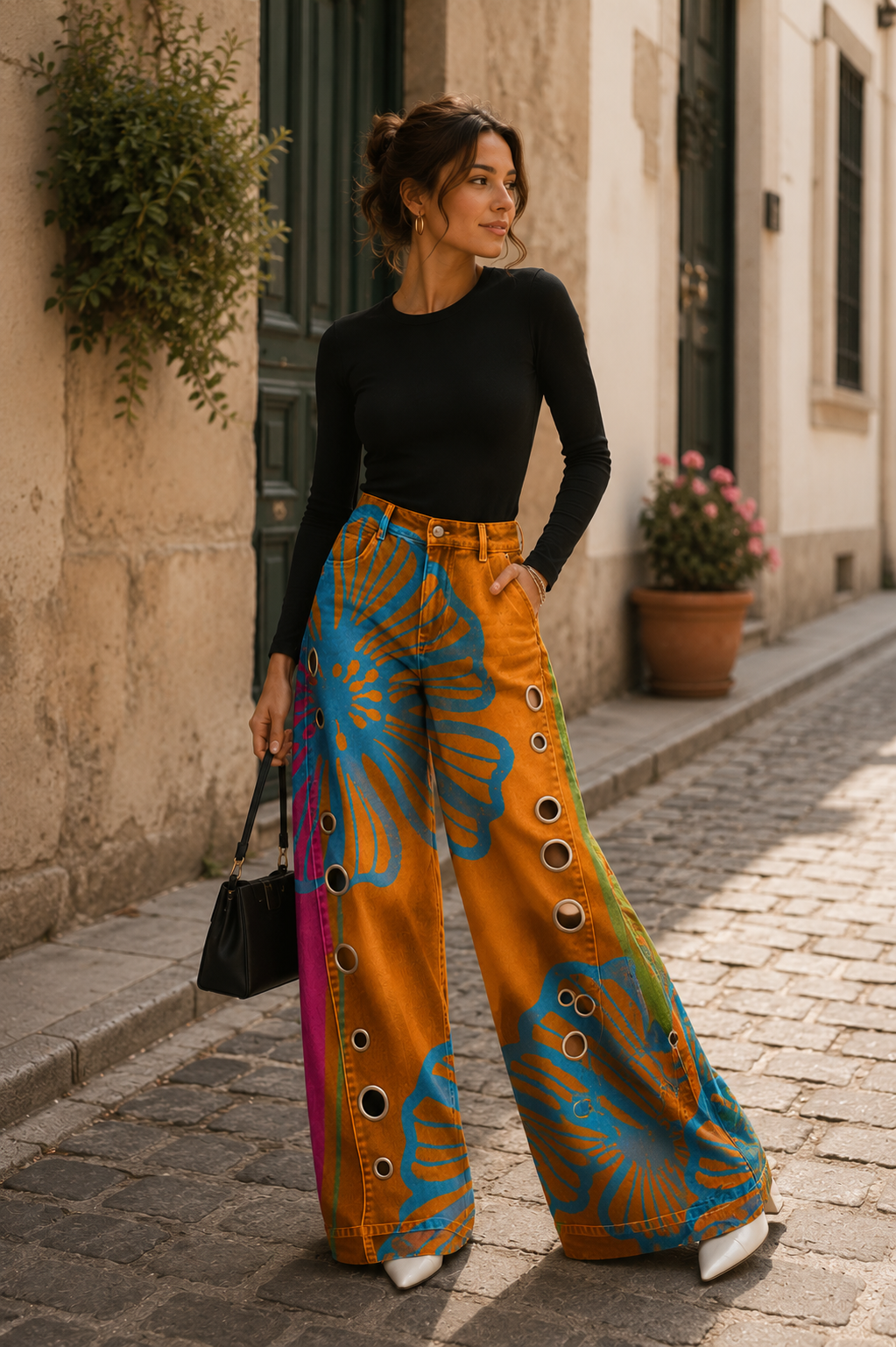 Pantalón Denim Floral | Elegancia, Comodidad y un Estilo que No Pasa Desapercibido
