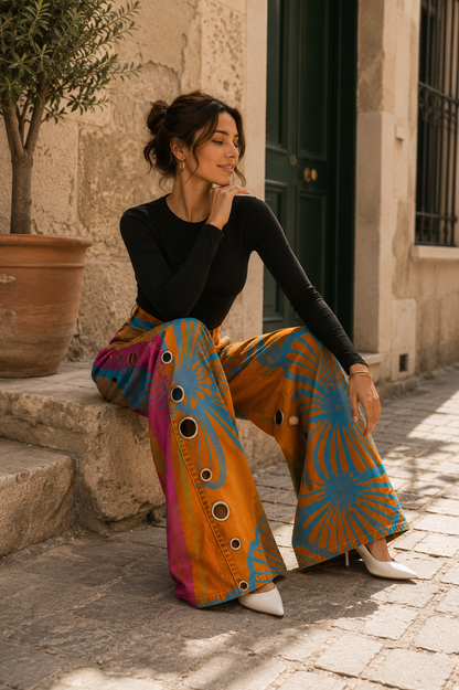 Pantalón Denim Floral | Elegancia, Comodidad y un Estilo que No Pasa Desapercibido