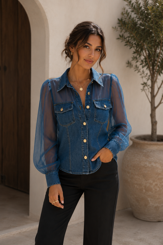 Blusa Denim Elisa | Elegancia con un Toque Moderno